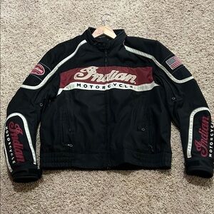Indian Motorcycle Black and Red Men's Bomber Jacket